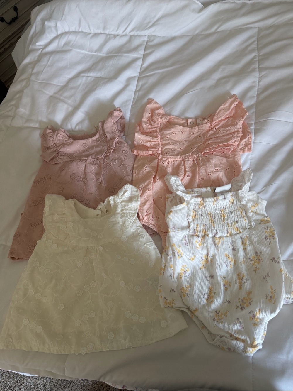 Girls' Pink and Cream Ruffled Summer Tops & Romper Set